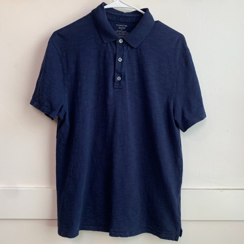 Vince Blue Cotton Short Sleeve Polo Shirt